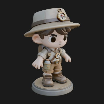 Chibi Safari Explorer Statue Design 10 3D Print Model