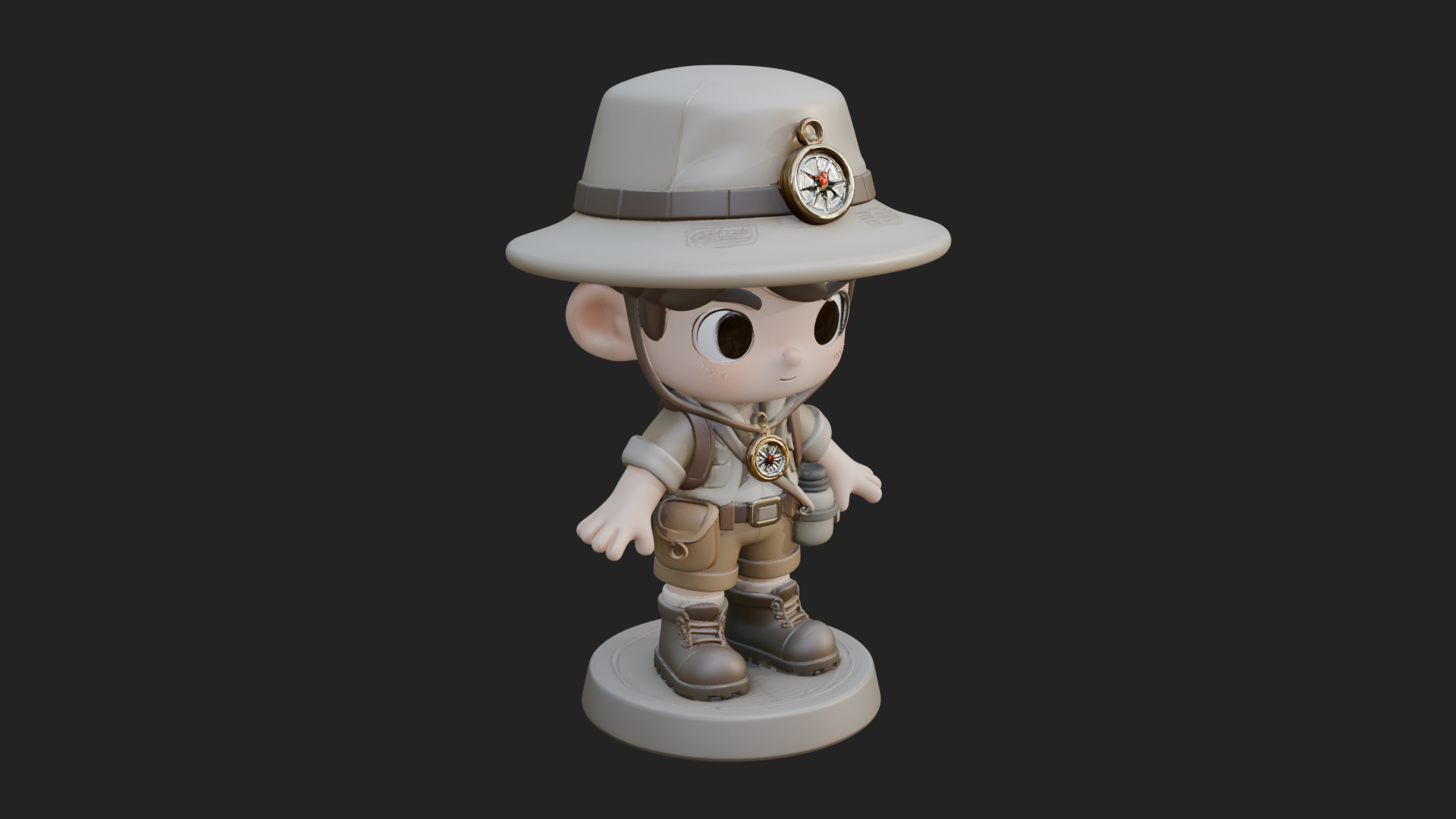 Chibi Safari Explorer Statue Design 11 3D Print Model 3D Model