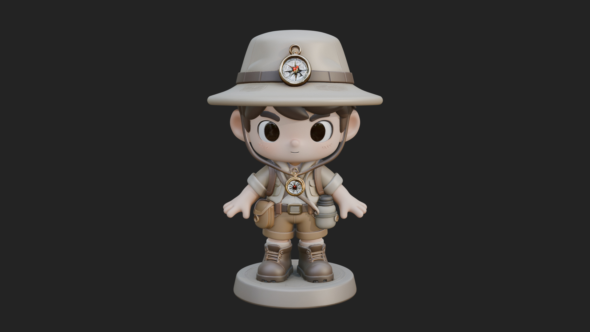 Chibi Safari Explorer Statue Design 11 3D Print Model 3D Model