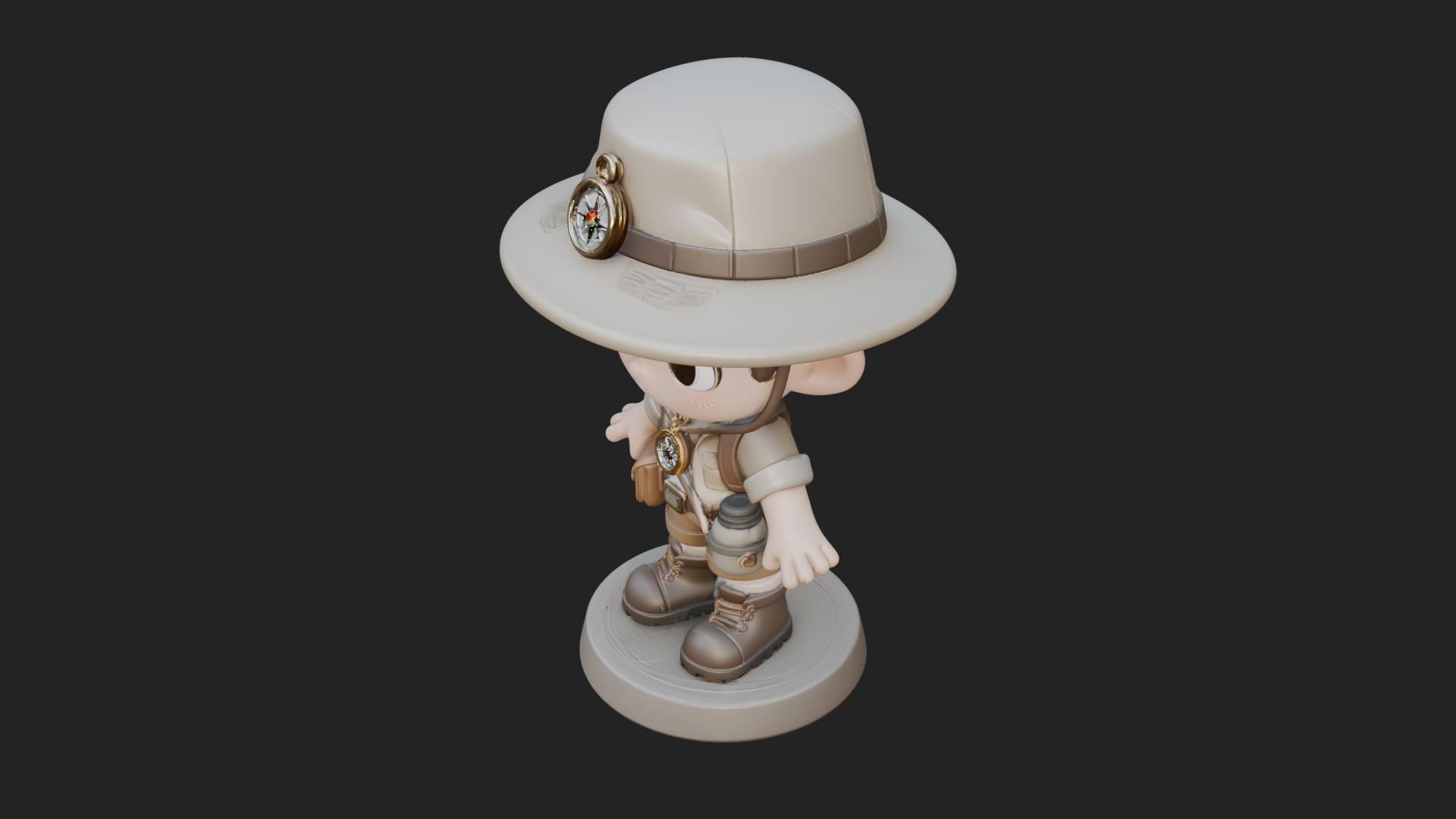 Chibi Safari Explorer Statue Design 11 3D Print Model 3D Model