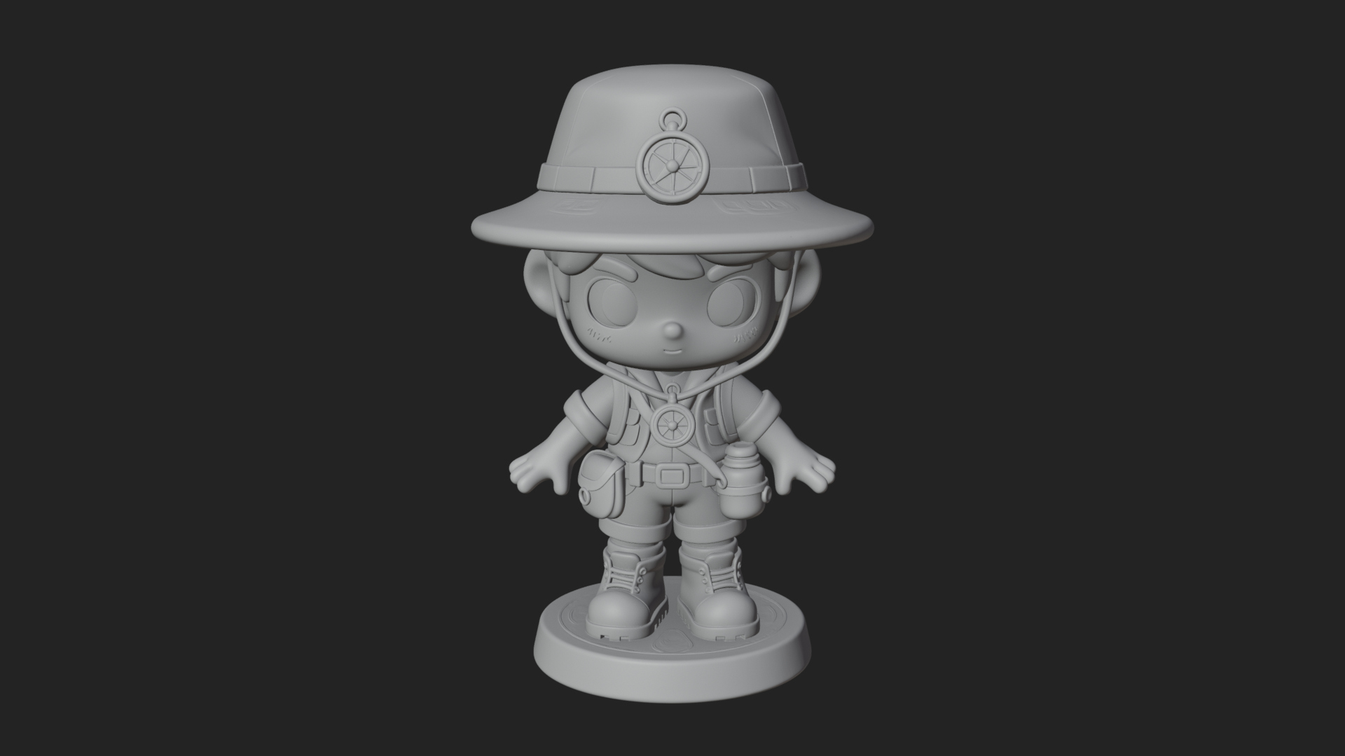 Chibi Safari Explorer Statue Design 11 3D Print Model 3D Model