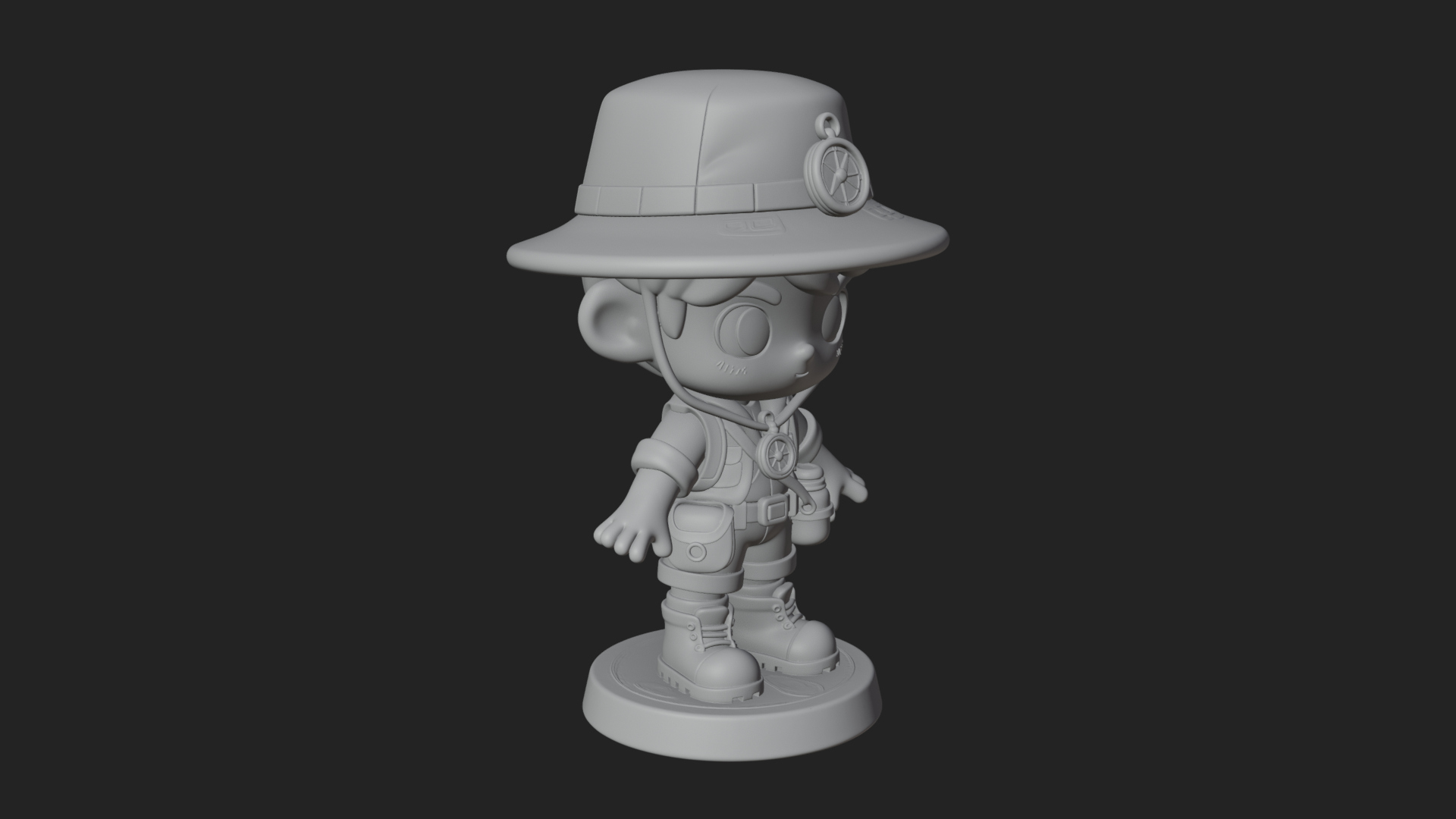 Chibi Safari Explorer Statue Design 11 3D Print Model 3D Model