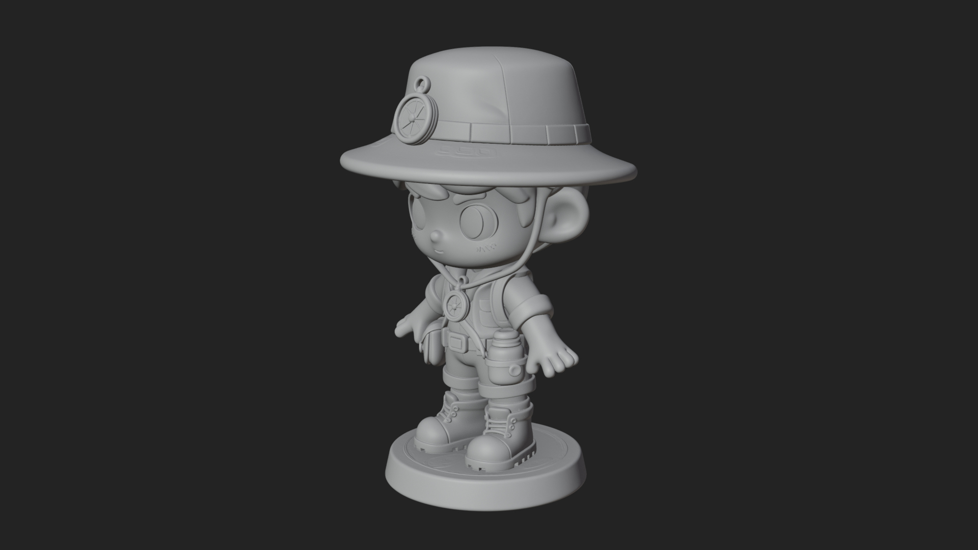 Chibi Safari Explorer Statue Design 11 3D Print Model 3D Model