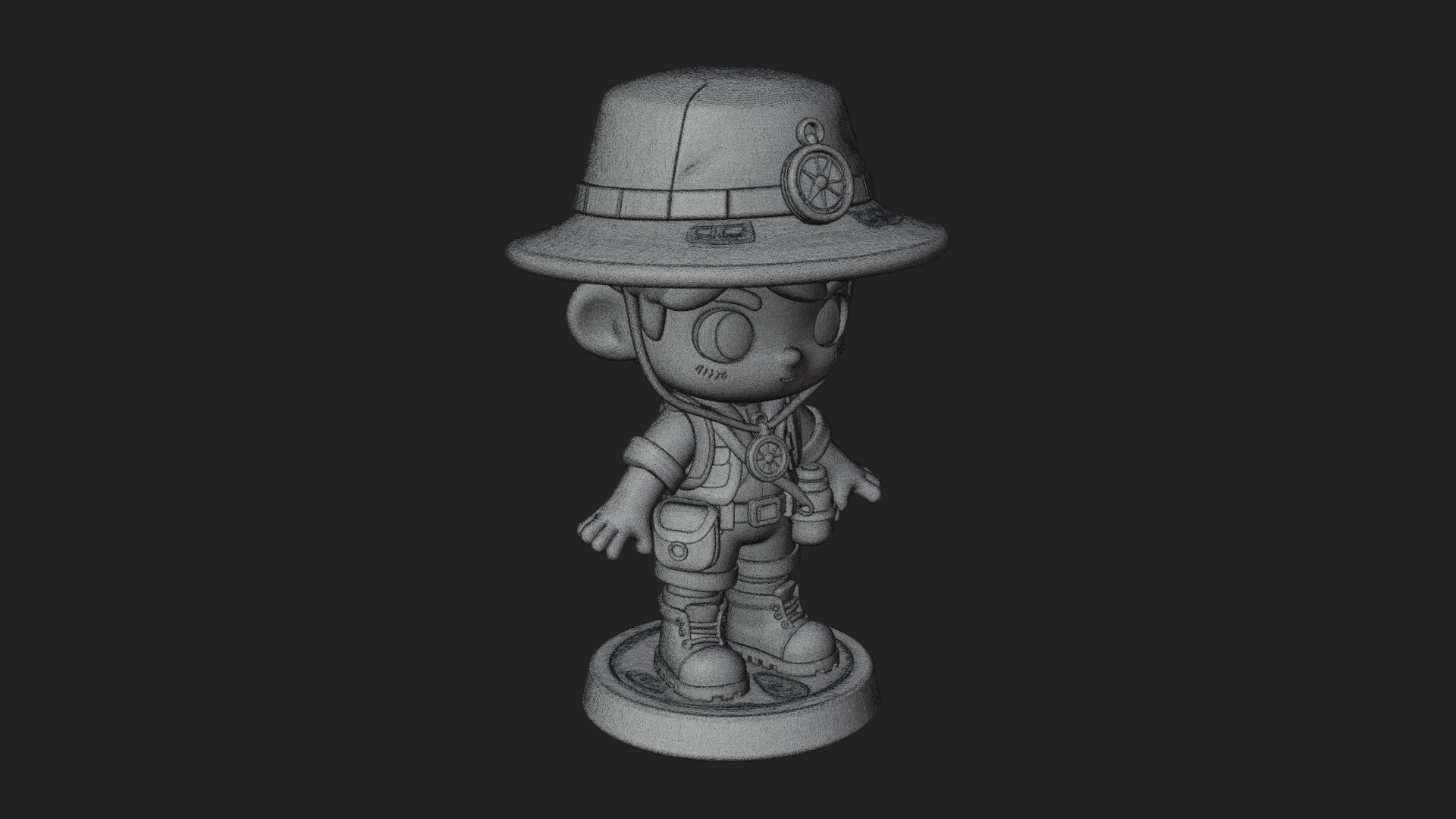 Chibi Safari Explorer Statue Design 11 3D Print Model 3D Model