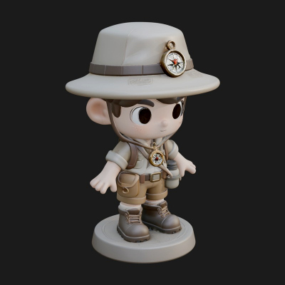 Chibi Safari Explorer Statue Design 11 3D Print Model