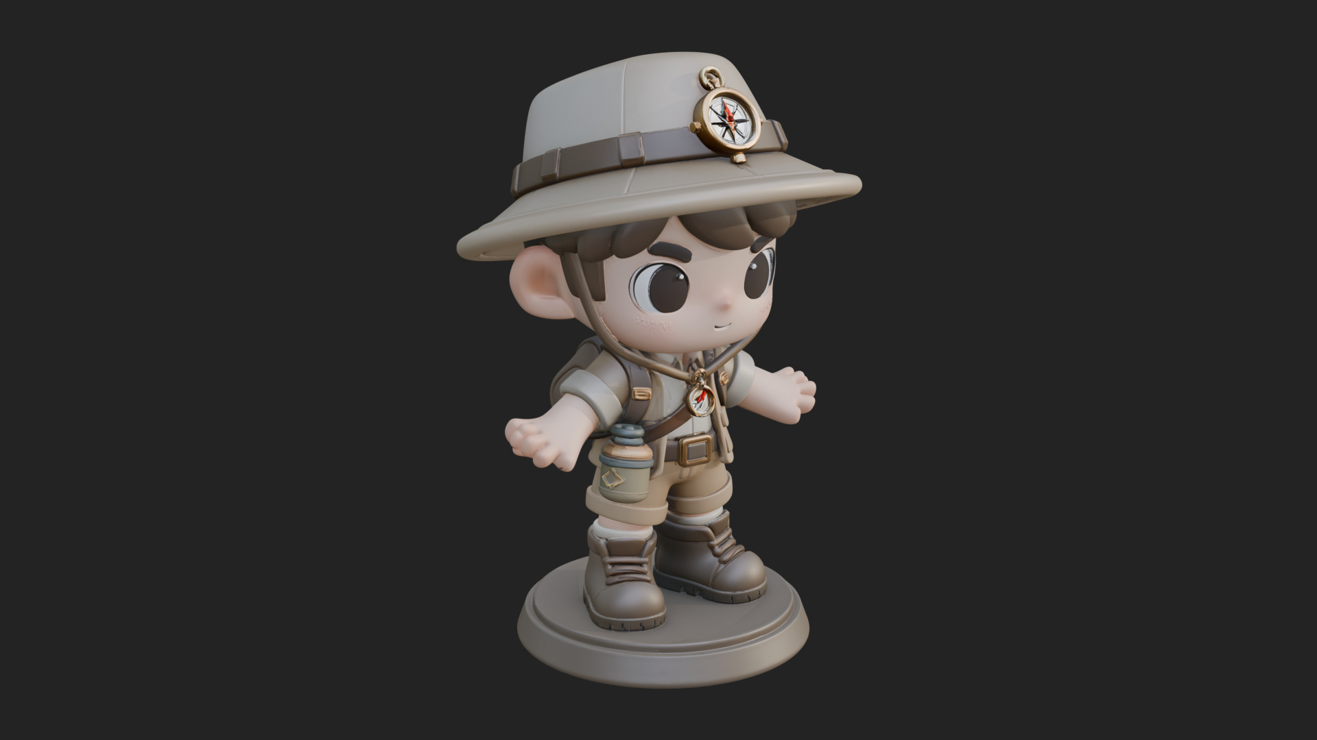 Chibi Safari Explorer Statue Design 12 3D Print Model 3D Model