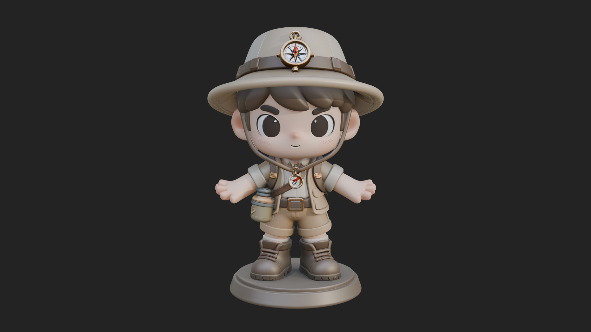 Chibi Safari Explorer Statue Design 12 3D Print Model 3D Model