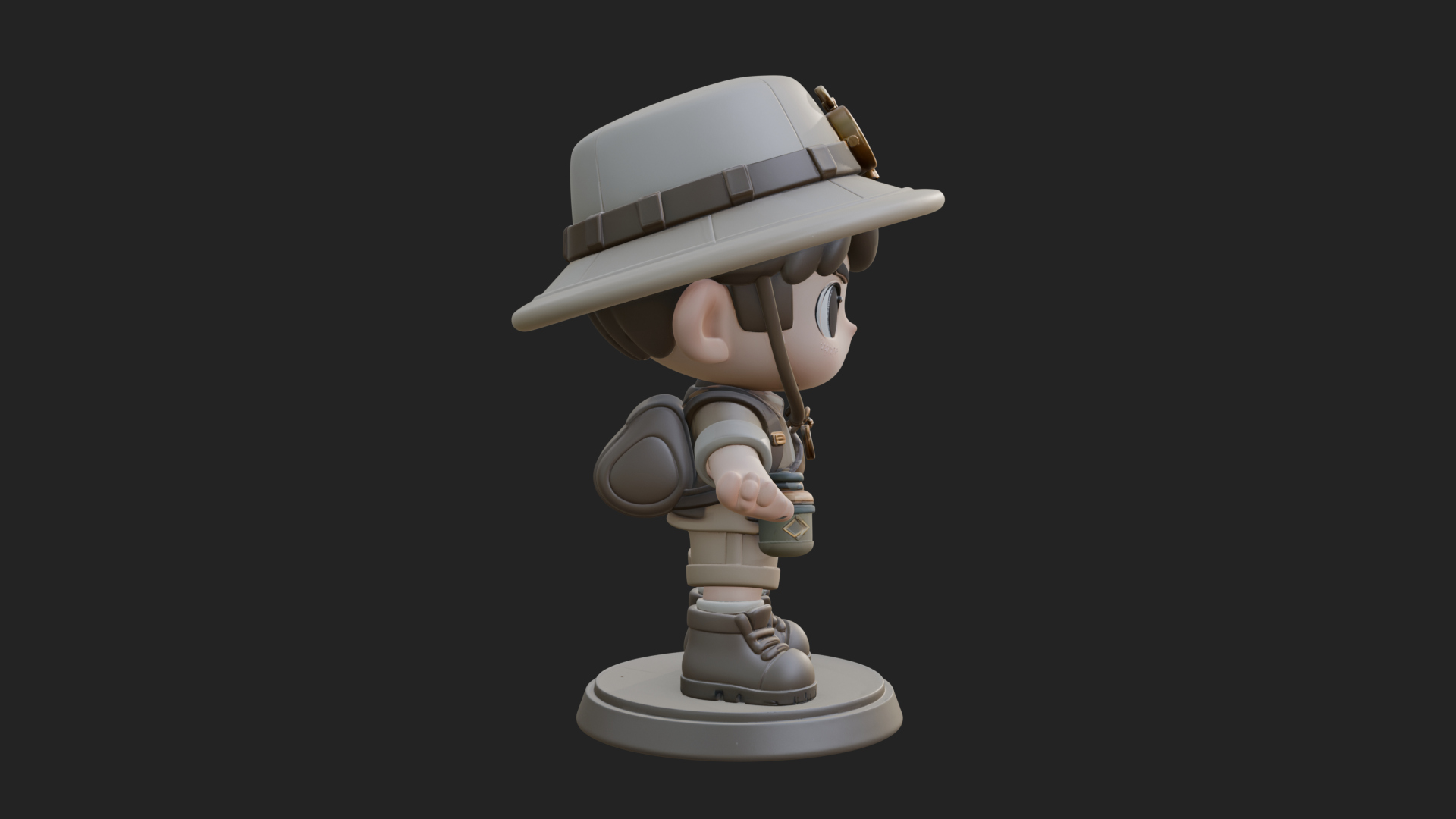 Chibi Safari Explorer Statue Design 12 3D Print Model 3D Model