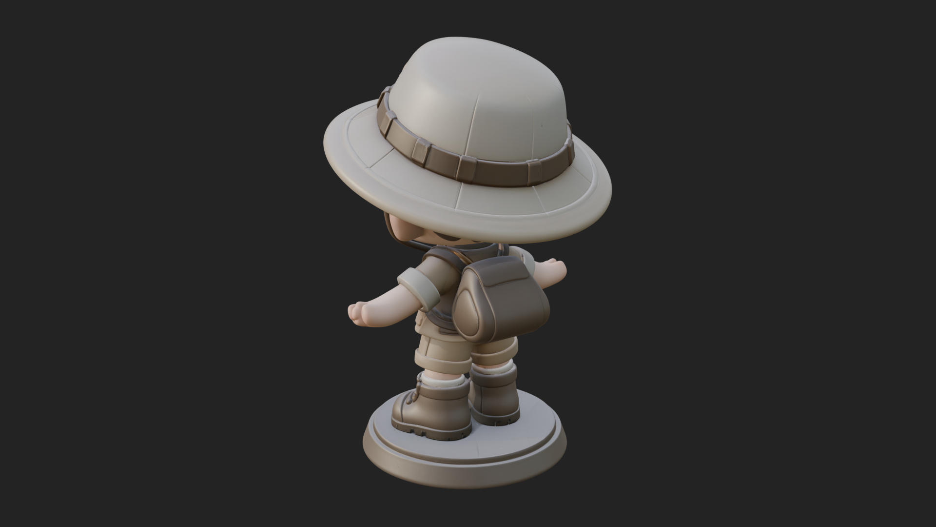 Chibi Safari Explorer Statue Design 12 3D Print Model 3D Model