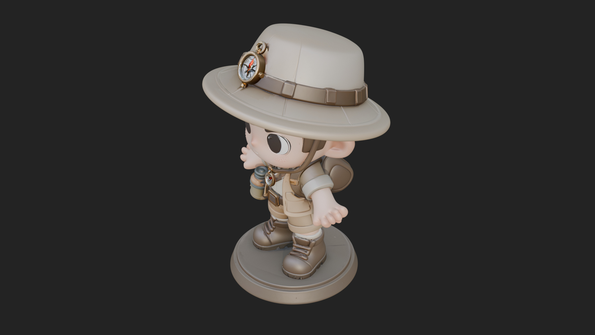 Chibi Safari Explorer Statue Design 12 3D Print Model 3D Model
