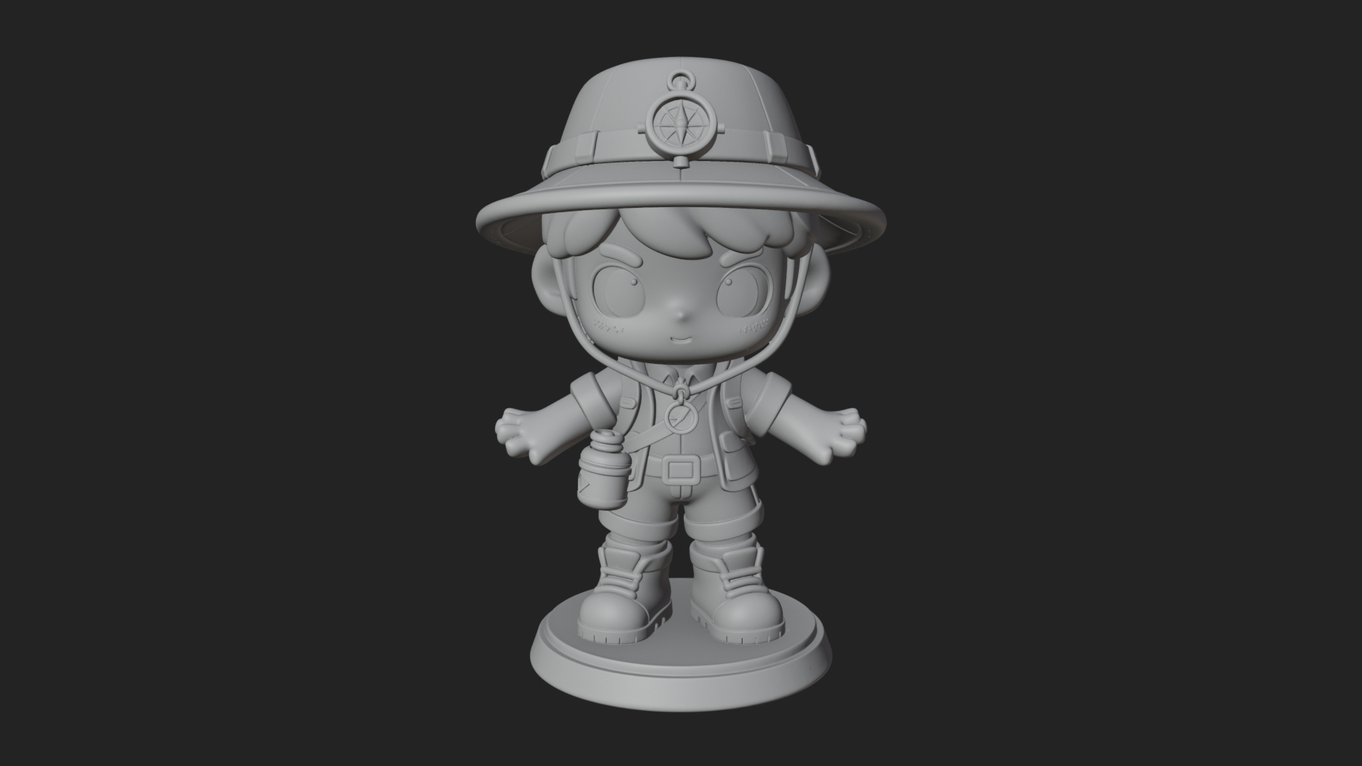 Chibi Safari Explorer Statue Design 12 3D Print Model 3D Model
