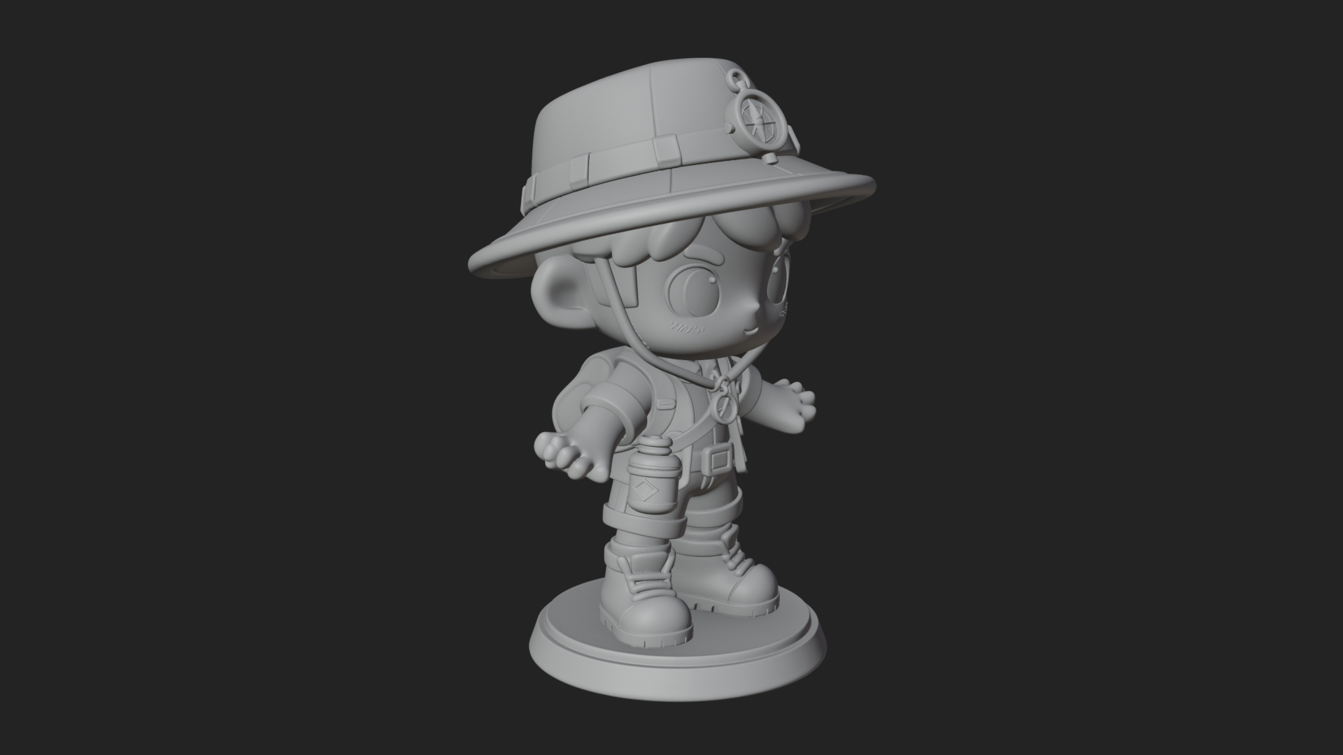 Chibi Safari Explorer Statue Design 12 3D Print Model 3D Model