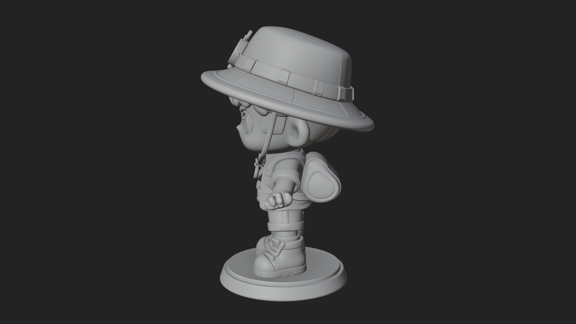 Chibi Safari Explorer Statue Design 12 3D Print Model 3D Model