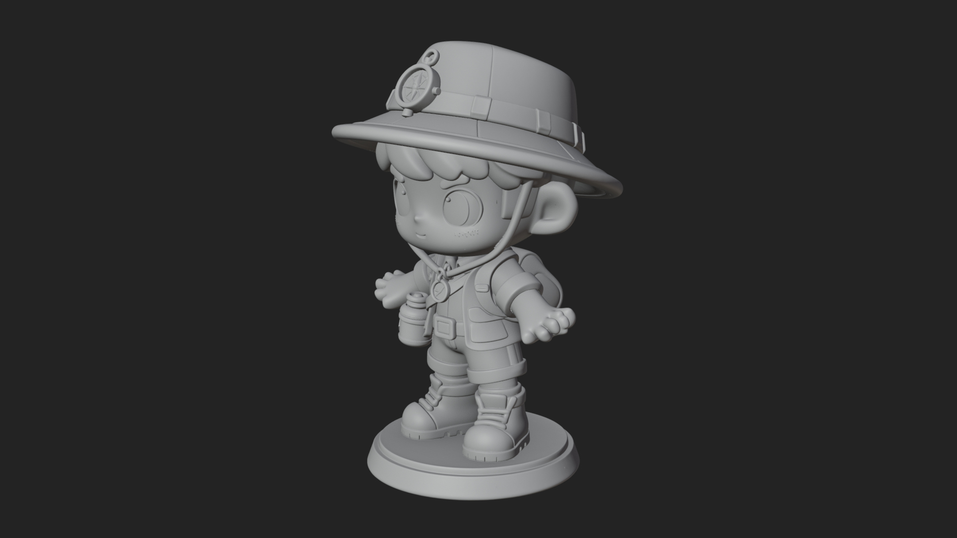 Chibi Safari Explorer Statue Design 12 3D Print Model 3D Model