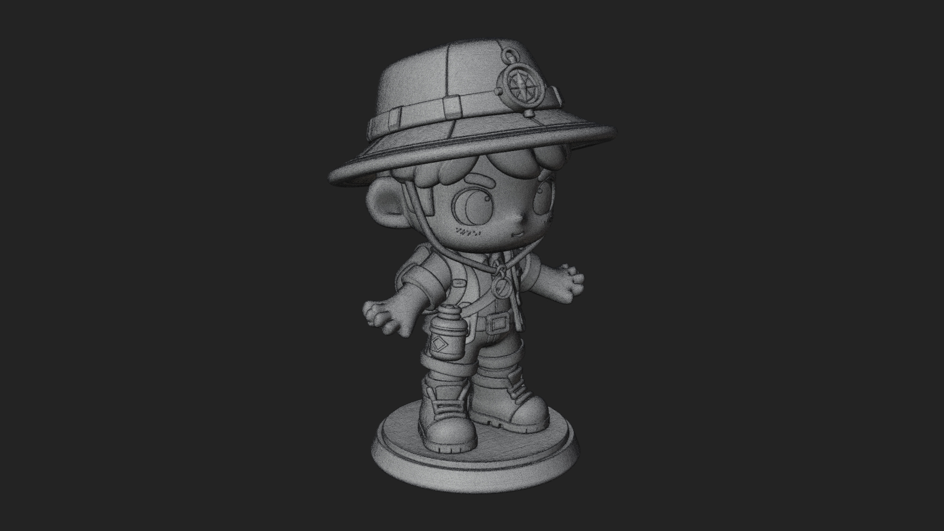Chibi Safari Explorer Statue Design 12 3D Print Model 3D Model