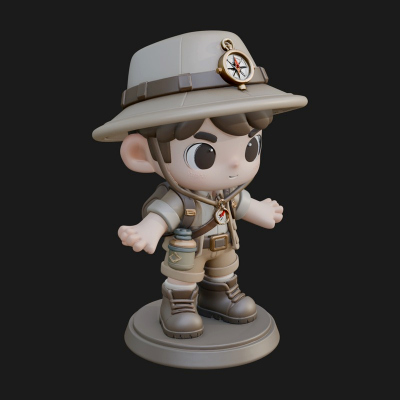 Chibi Safari Explorer Statue Design 12 3D Print Model