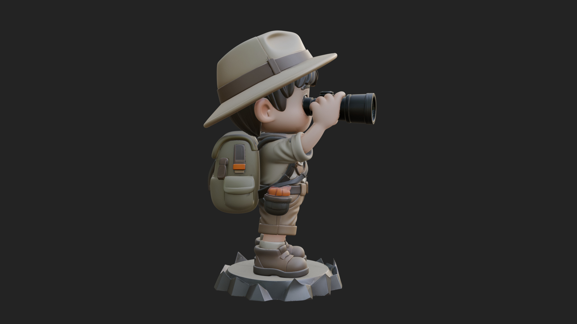 Chibi Safari Explorer Statue Design 2 3D Print Model 3D Model
