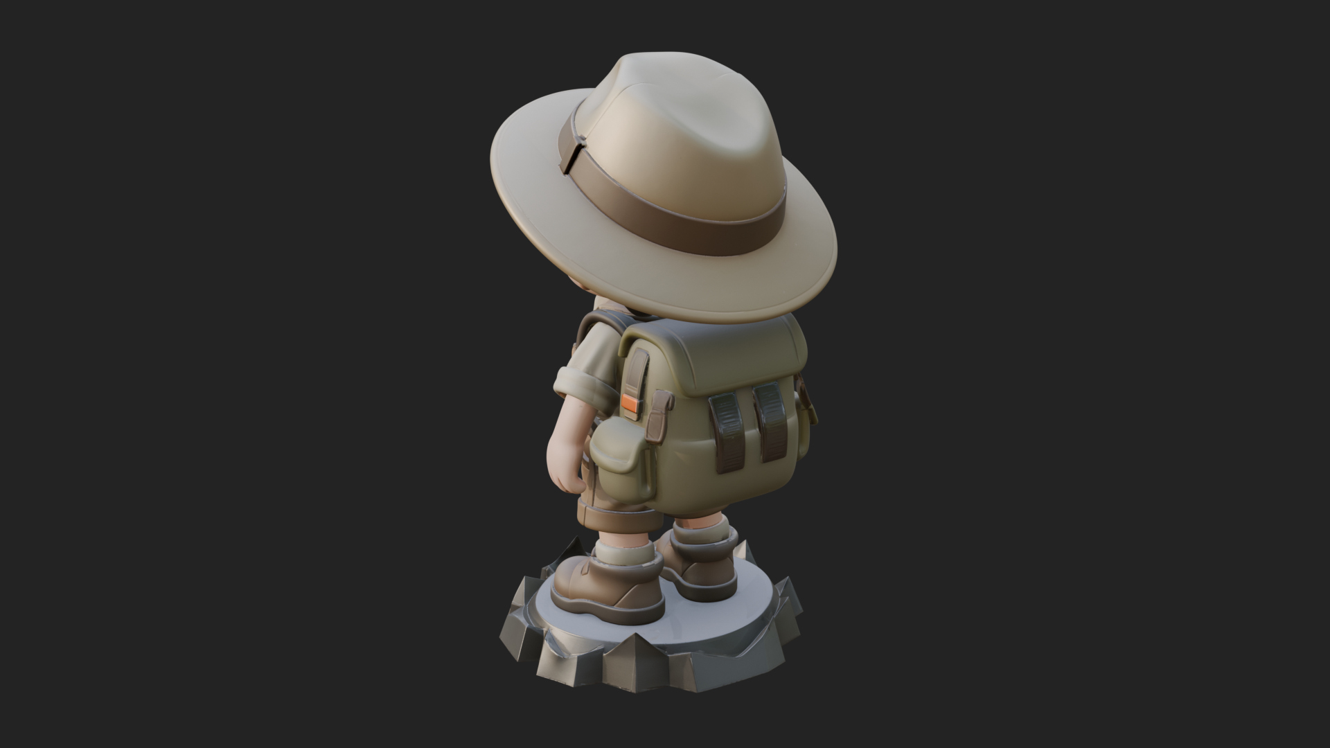 Chibi Safari Explorer Statue Design 2 3D Print Model 3D Model