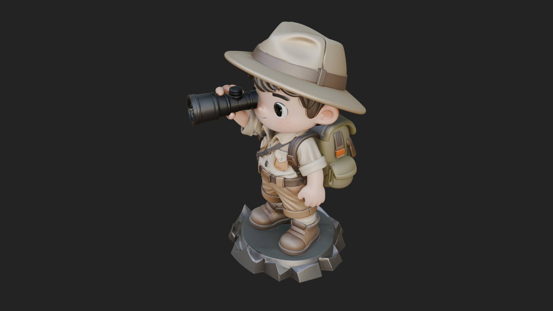 Chibi Safari Explorer Statue Design 2 3D Print Model 3D Model