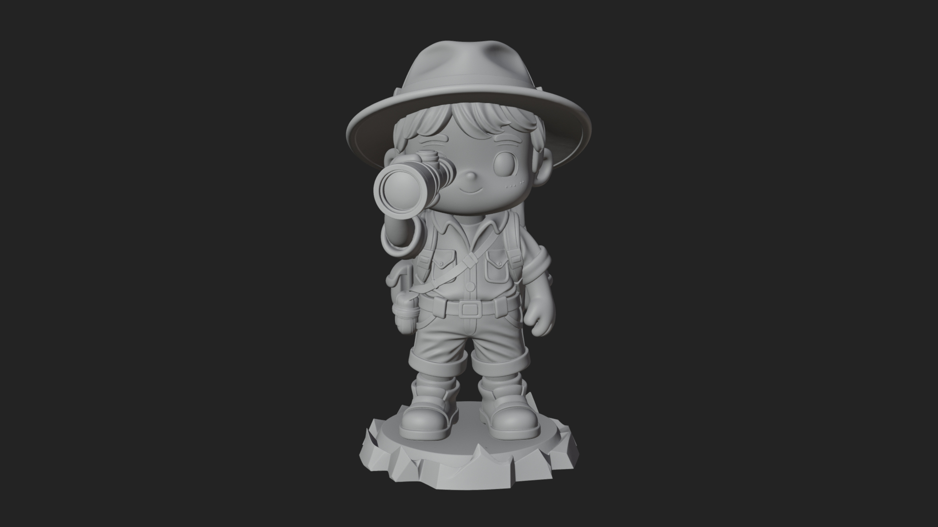 Chibi Safari Explorer Statue Design 2 3D Print Model 3D Model