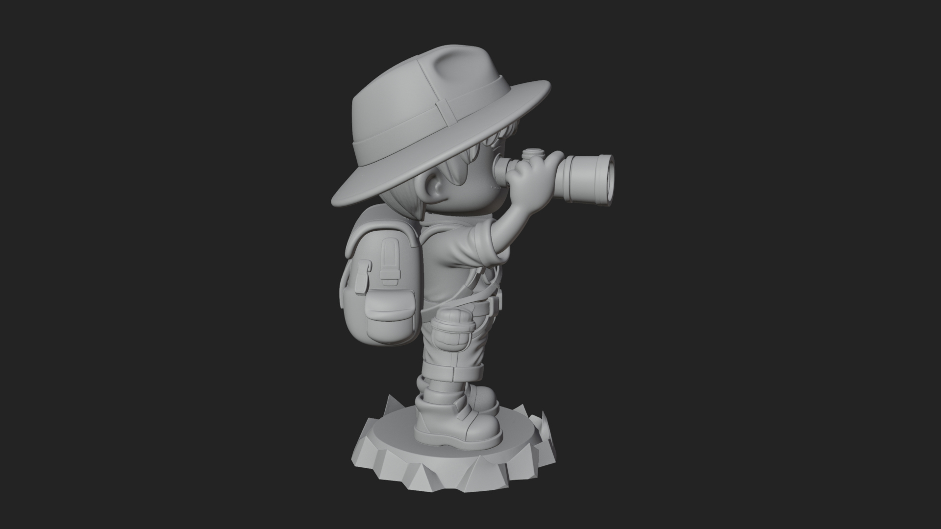 Chibi Safari Explorer Statue Design 2 3D Print Model 3D Model
