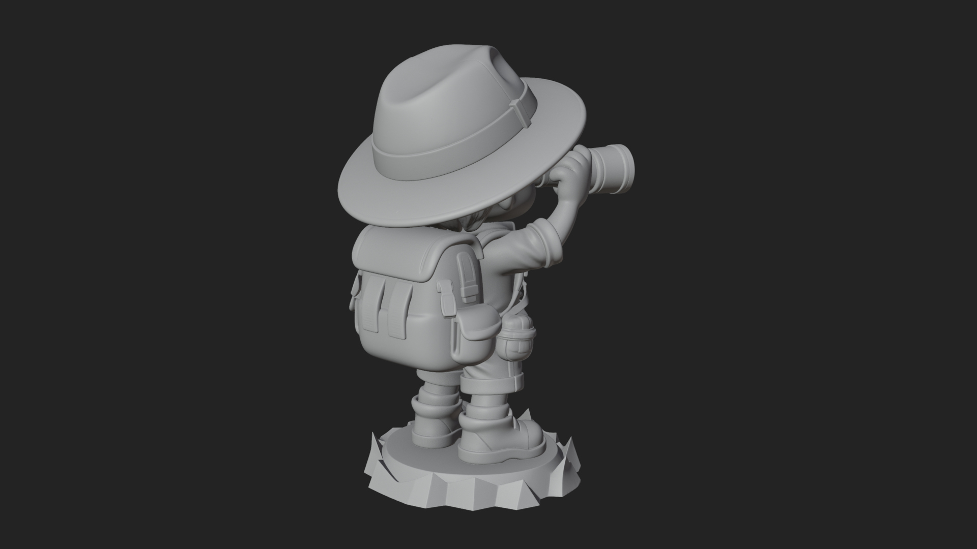 Chibi Safari Explorer Statue Design 2 3D Print Model 3D Model