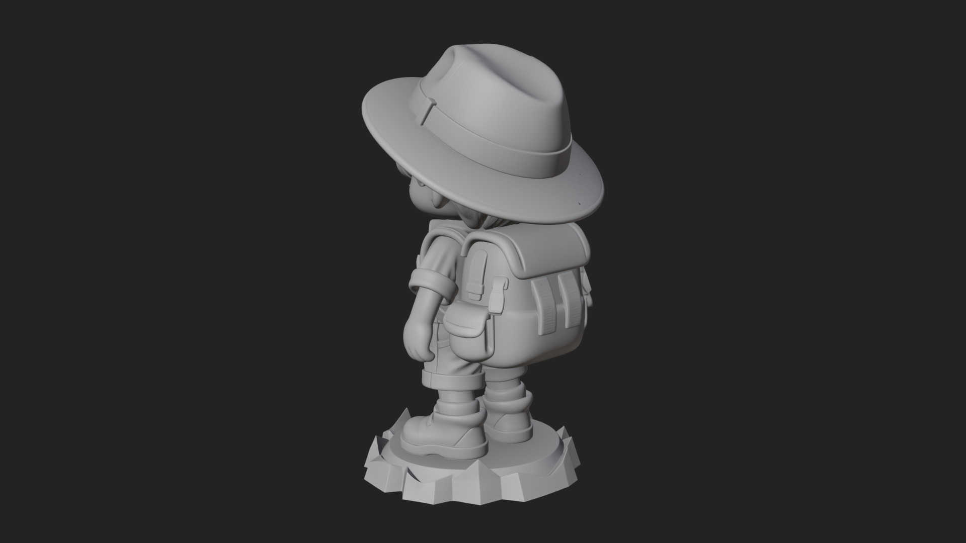 Chibi Safari Explorer Statue Design 2 3D Print Model 3D Model