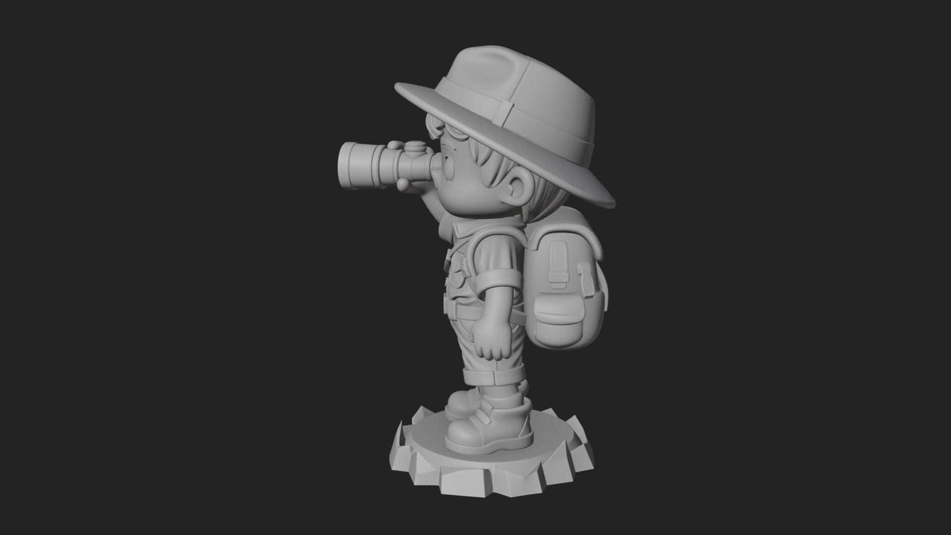 Chibi Safari Explorer Statue Design 2 3D Print Model 3D Model