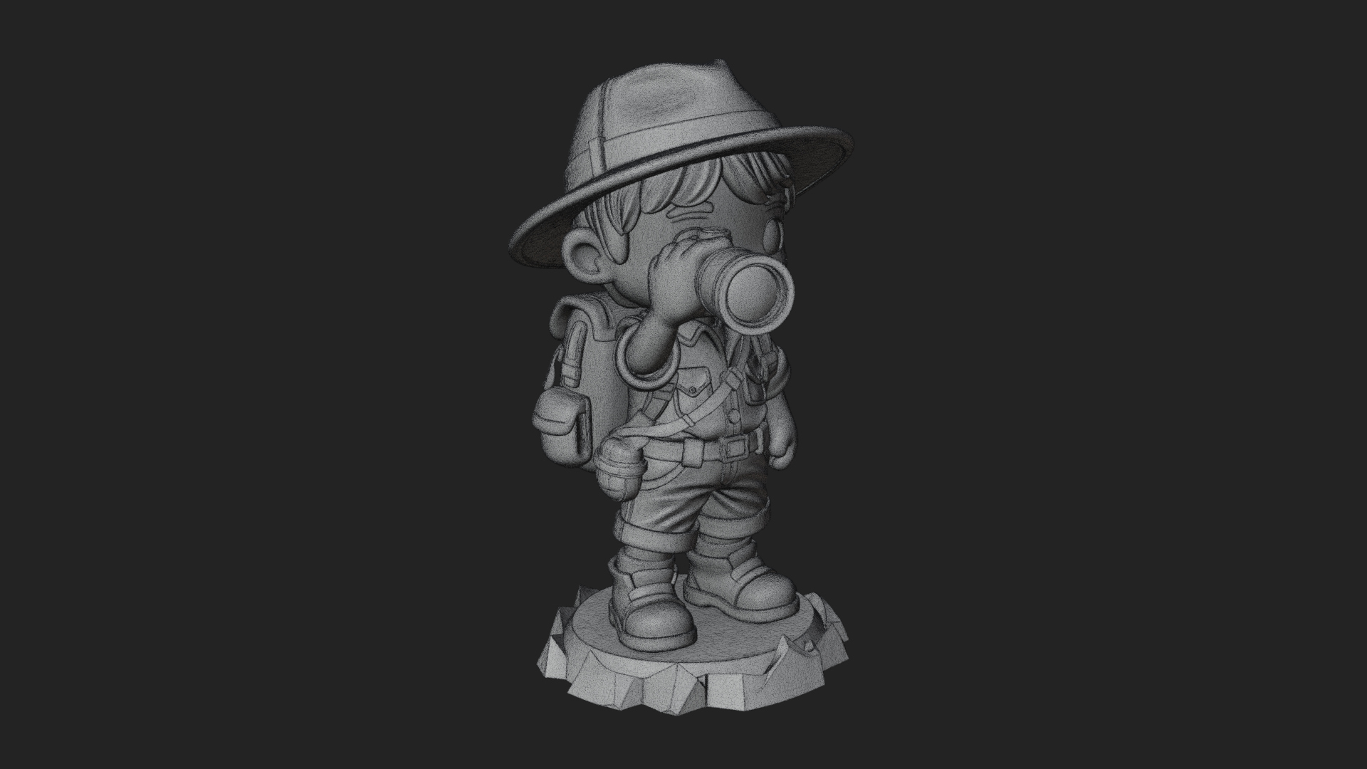 Chibi Safari Explorer Statue Design 2 3D Print Model 3D Model