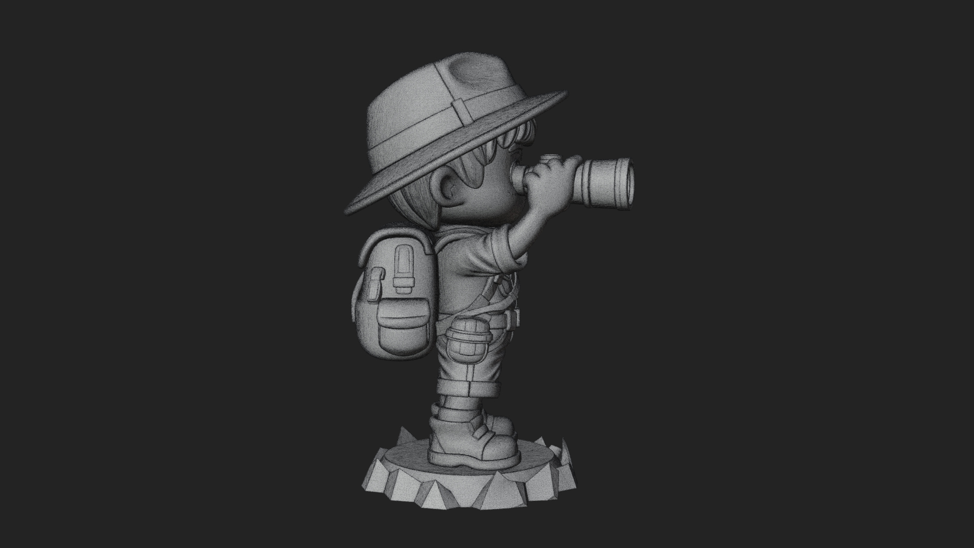 Chibi Safari Explorer Statue Design 2 3D Print Model 3D Model