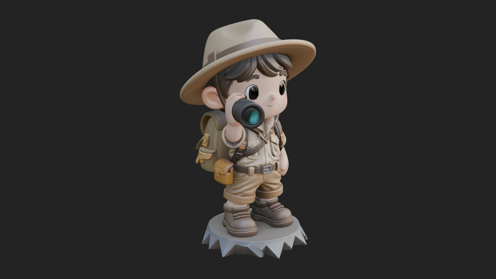 Chibi Safari Explorer Statue Design 3 3D Print Model 3D Model
