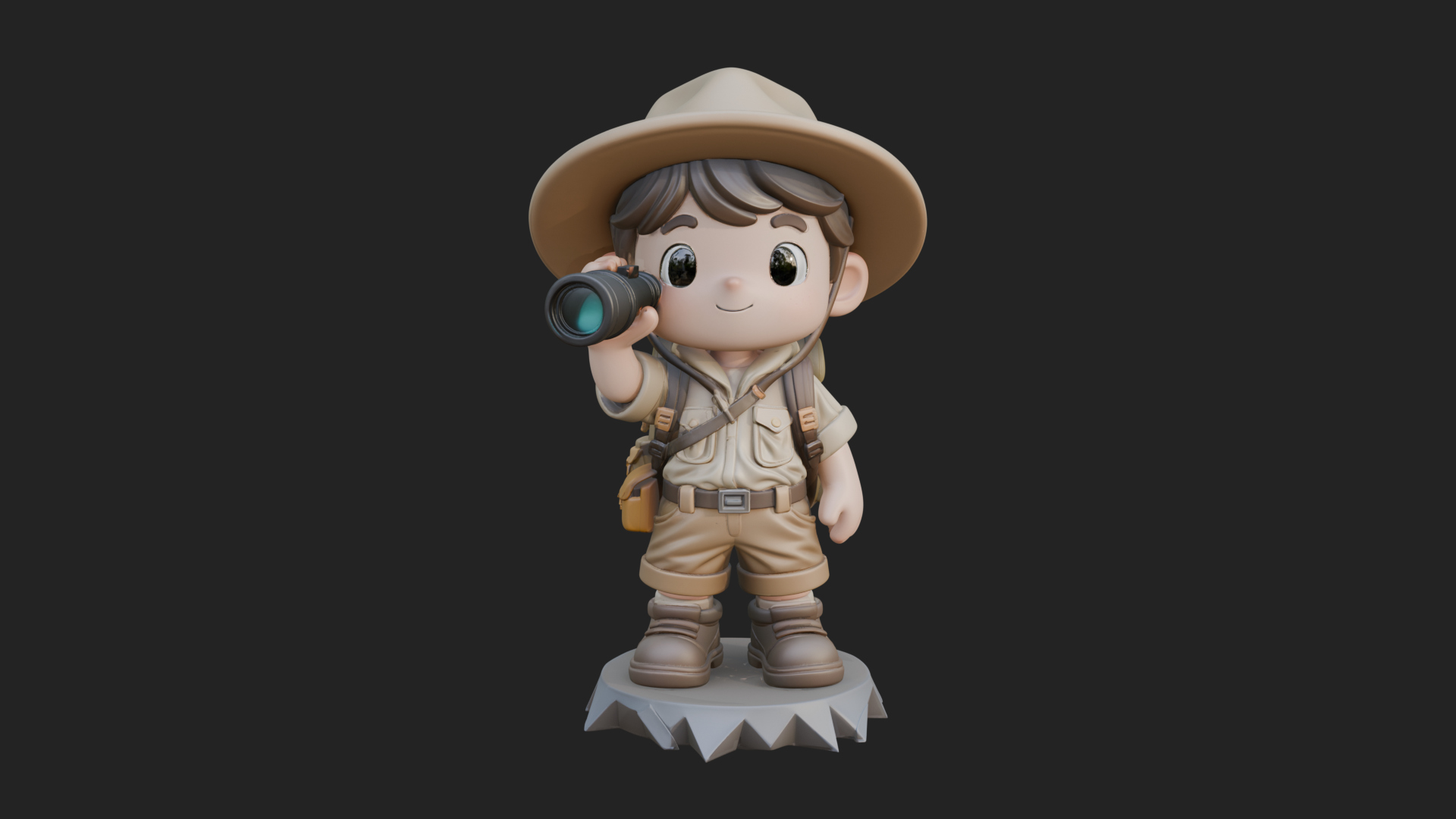 Chibi Safari Explorer Statue Design 3 3D Print Model 3D Model