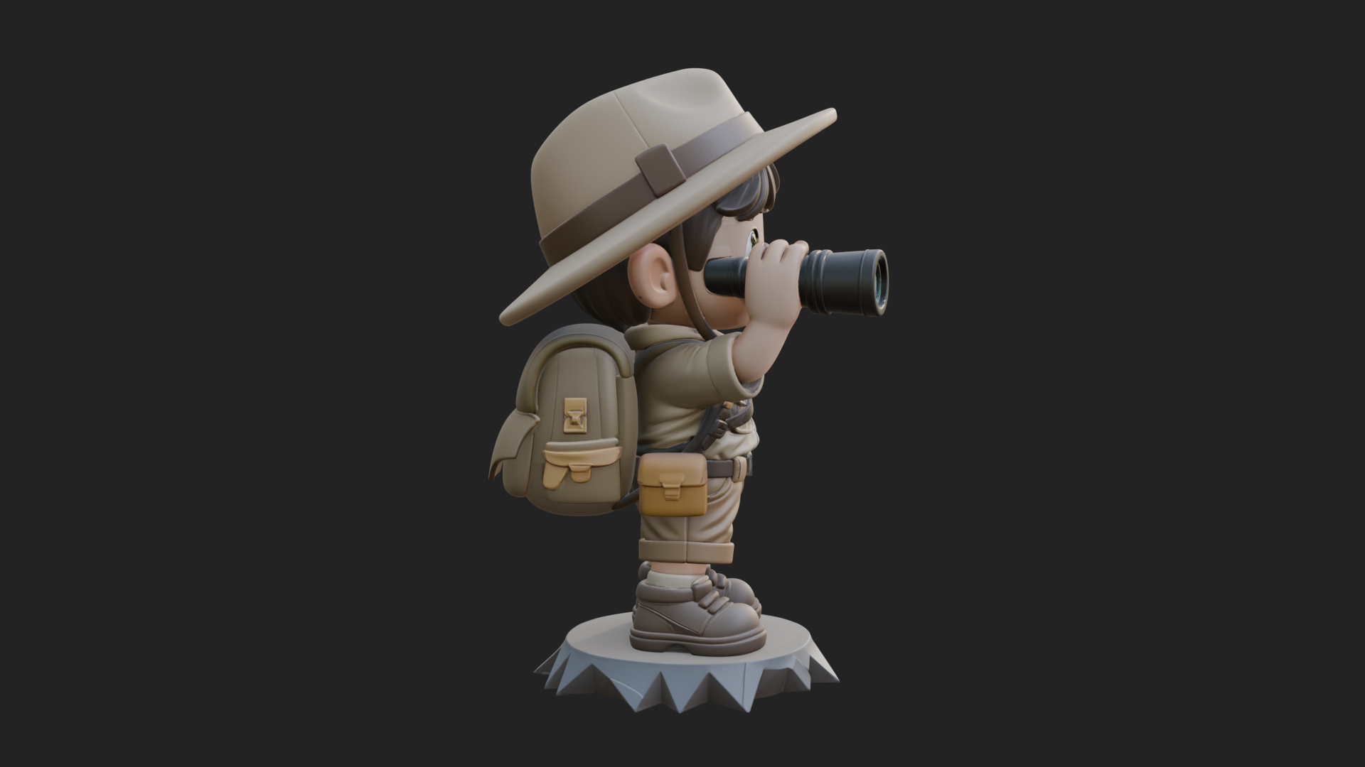Chibi Safari Explorer Statue Design 3 3D Print Model 3D Model