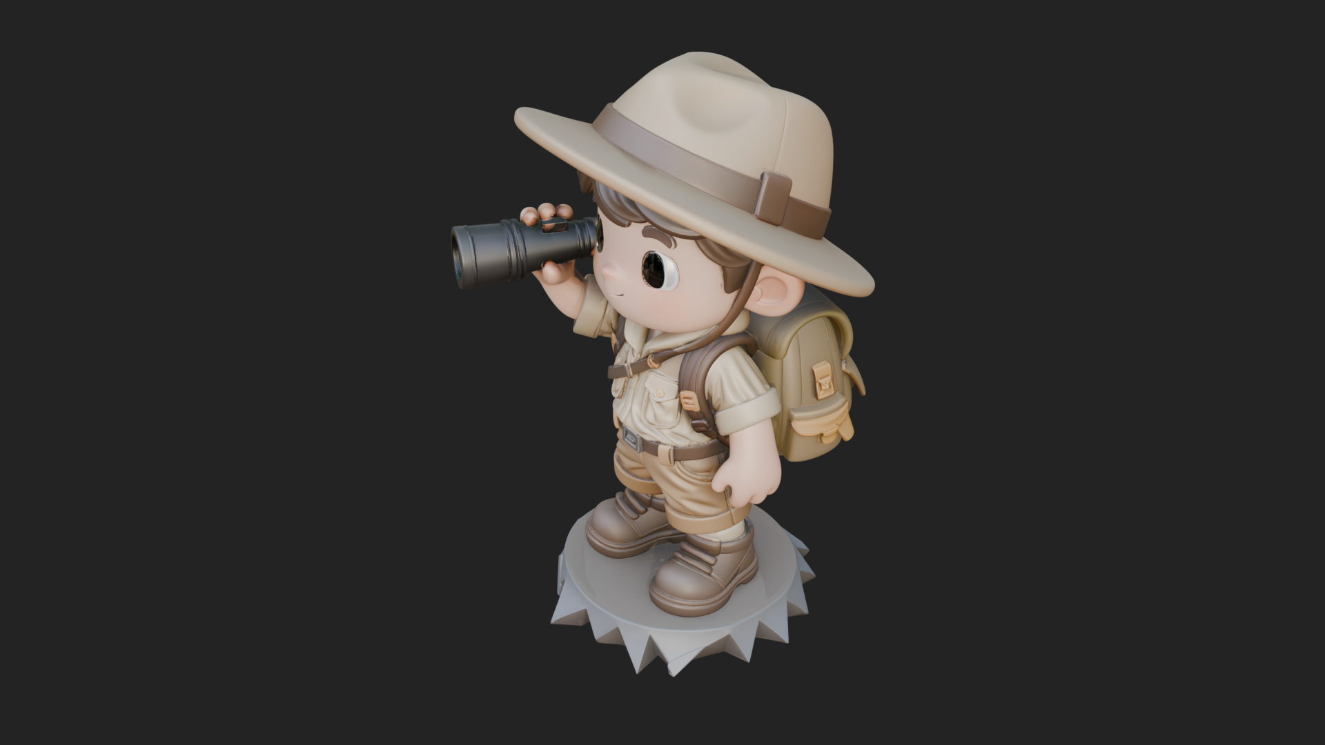 Chibi Safari Explorer Statue Design 3 3D Print Model 3D Model