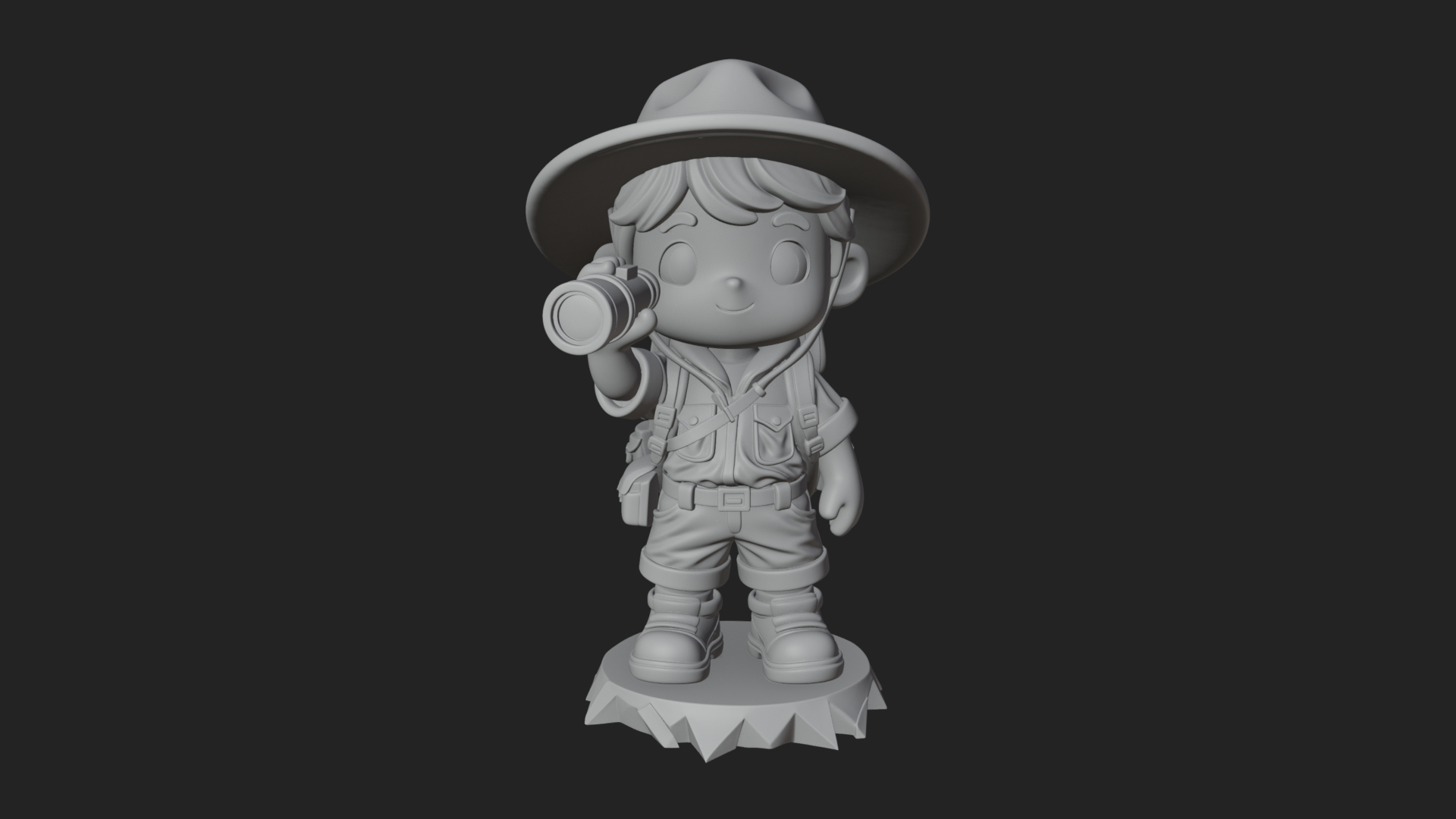 Chibi Safari Explorer Statue Design 3 3D Print Model 3D Model