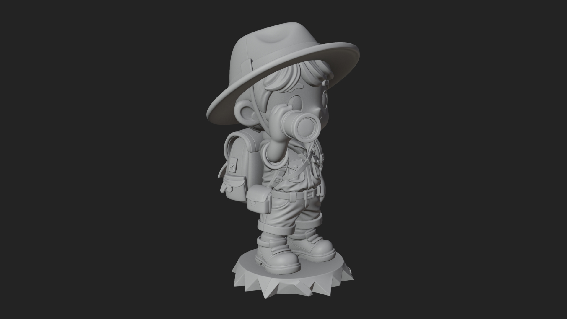 Chibi Safari Explorer Statue Design 3 3D Print Model 3D Model