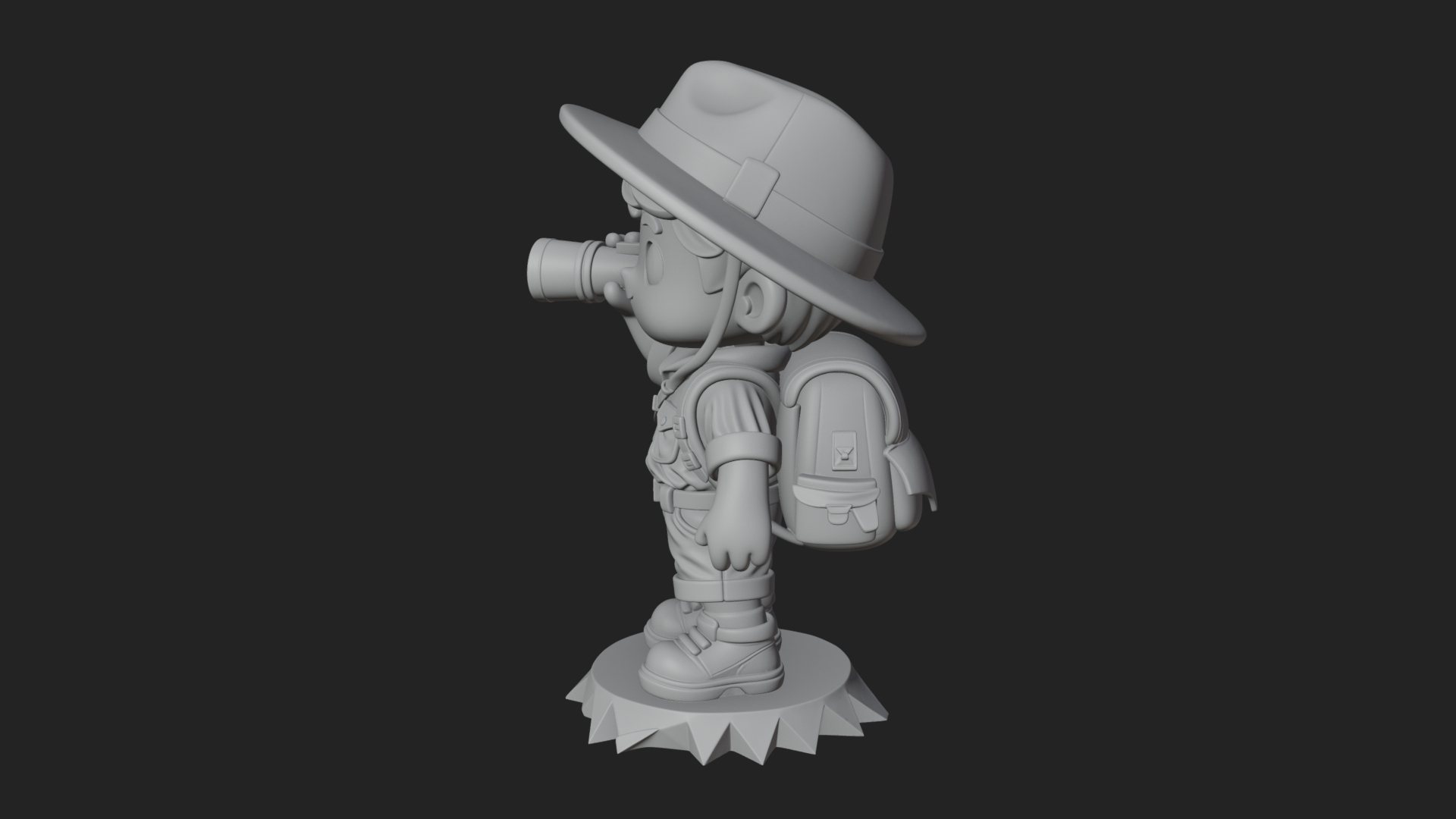 Chibi Safari Explorer Statue Design 3 3D Print Model 3D Model