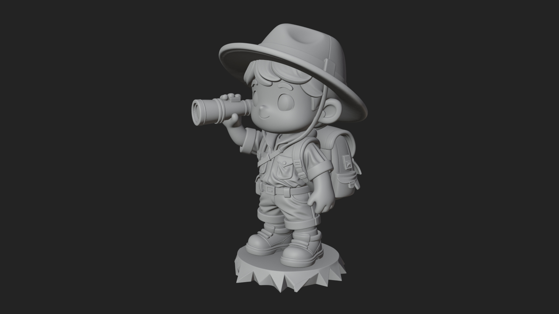 Chibi Safari Explorer Statue Design 3 3D Print Model 3D Model