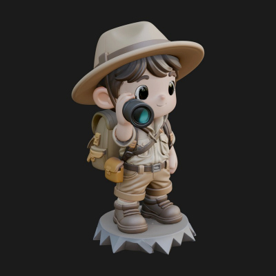 Chibi Safari Explorer Statue Design 3 3D Print Model