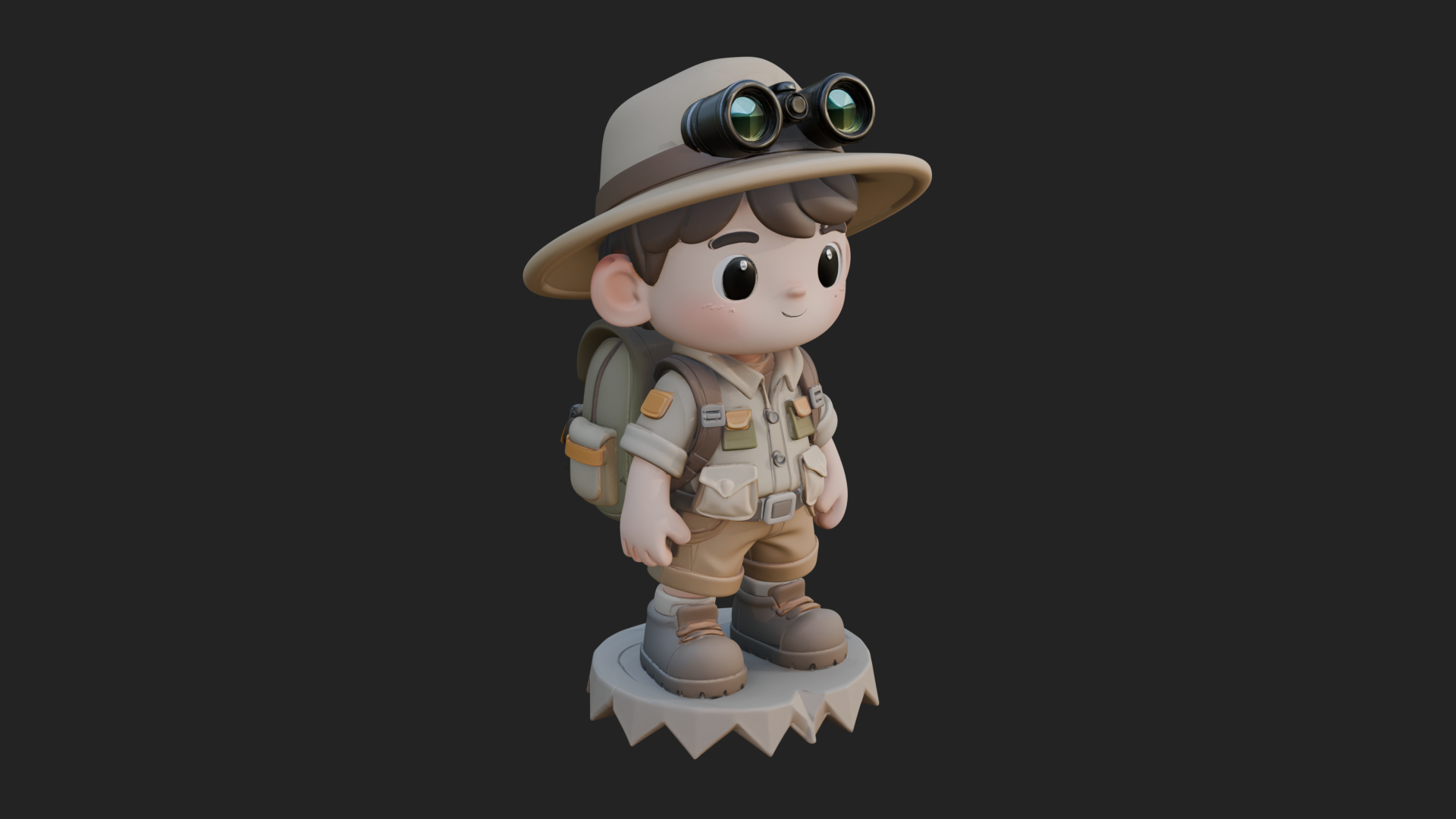 Chibi Safari Explorer Statue Design 4 3D Print Model 3D Model