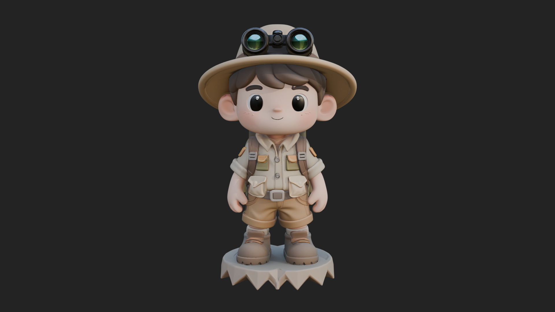 Chibi Safari Explorer Statue Design 4 3D Print Model 3D Model