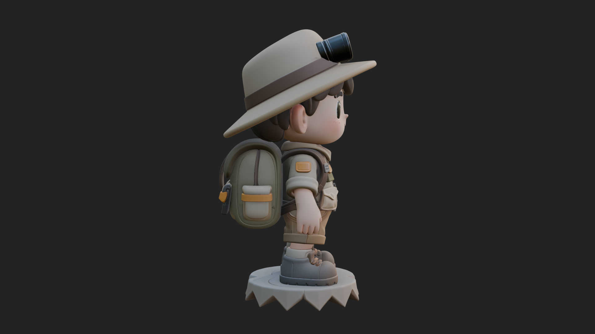 Chibi Safari Explorer Statue Design 4 3D Print Model 3D Model