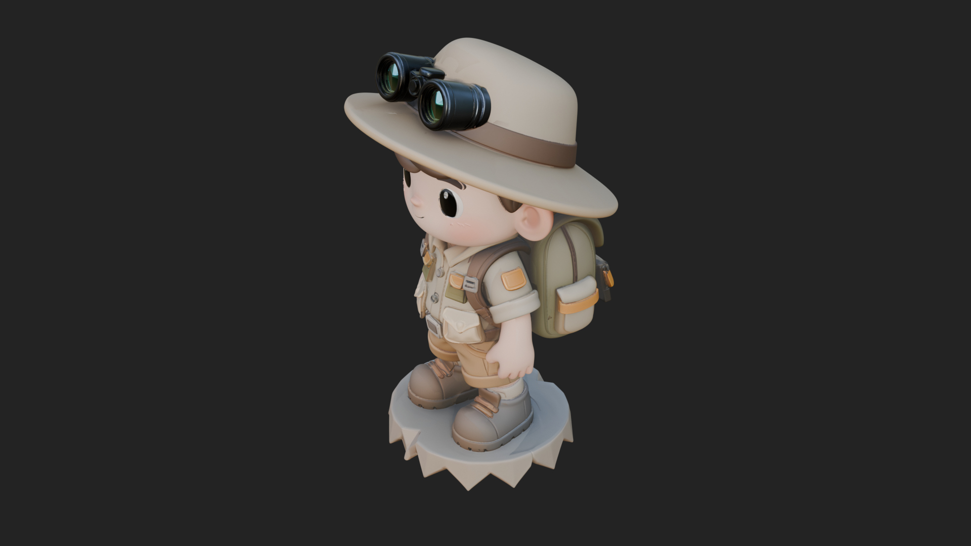 Chibi Safari Explorer Statue Design 4 3D Print Model 3D Model