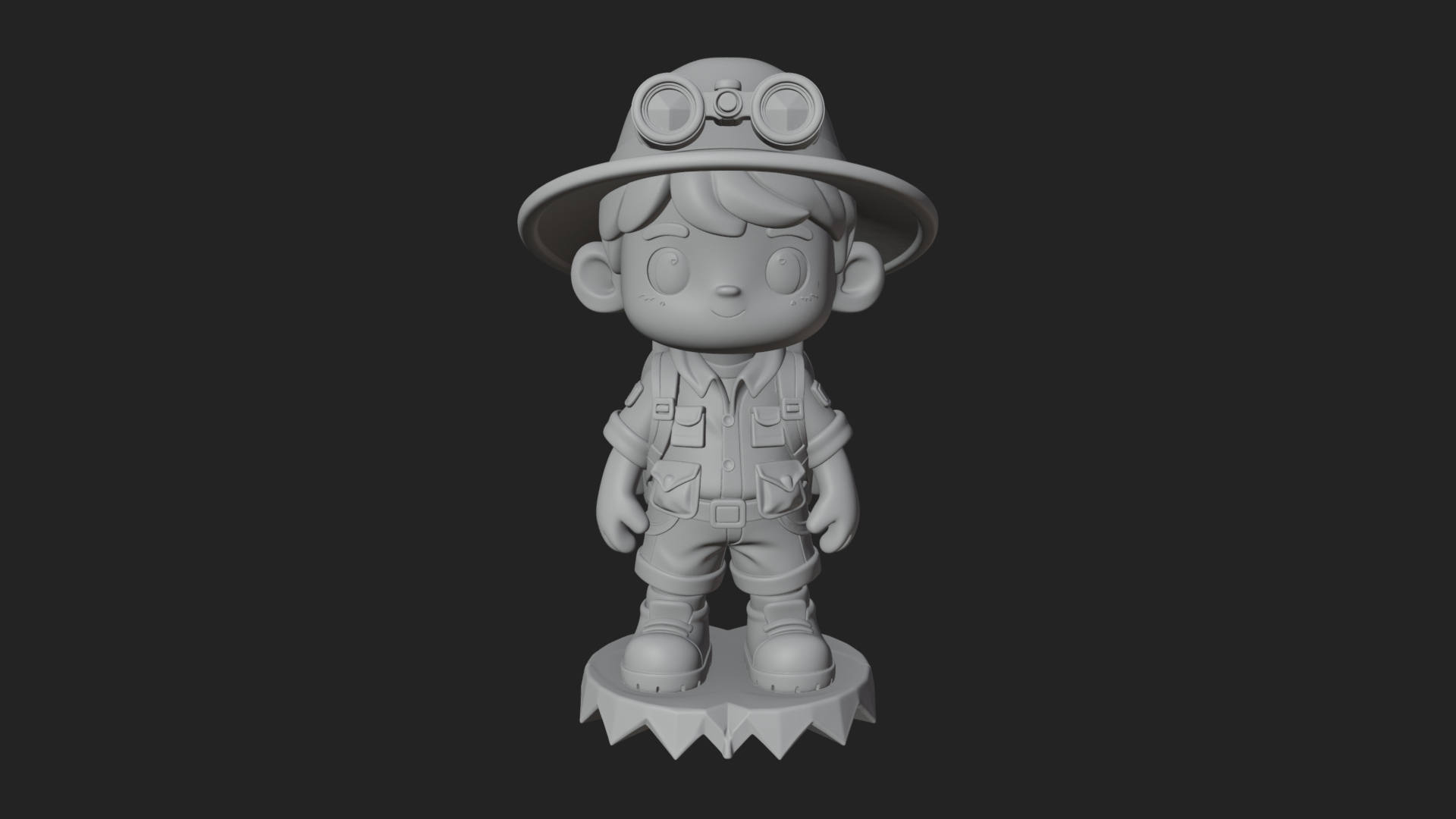 Chibi Safari Explorer Statue Design 4 3D Print Model 3D Model