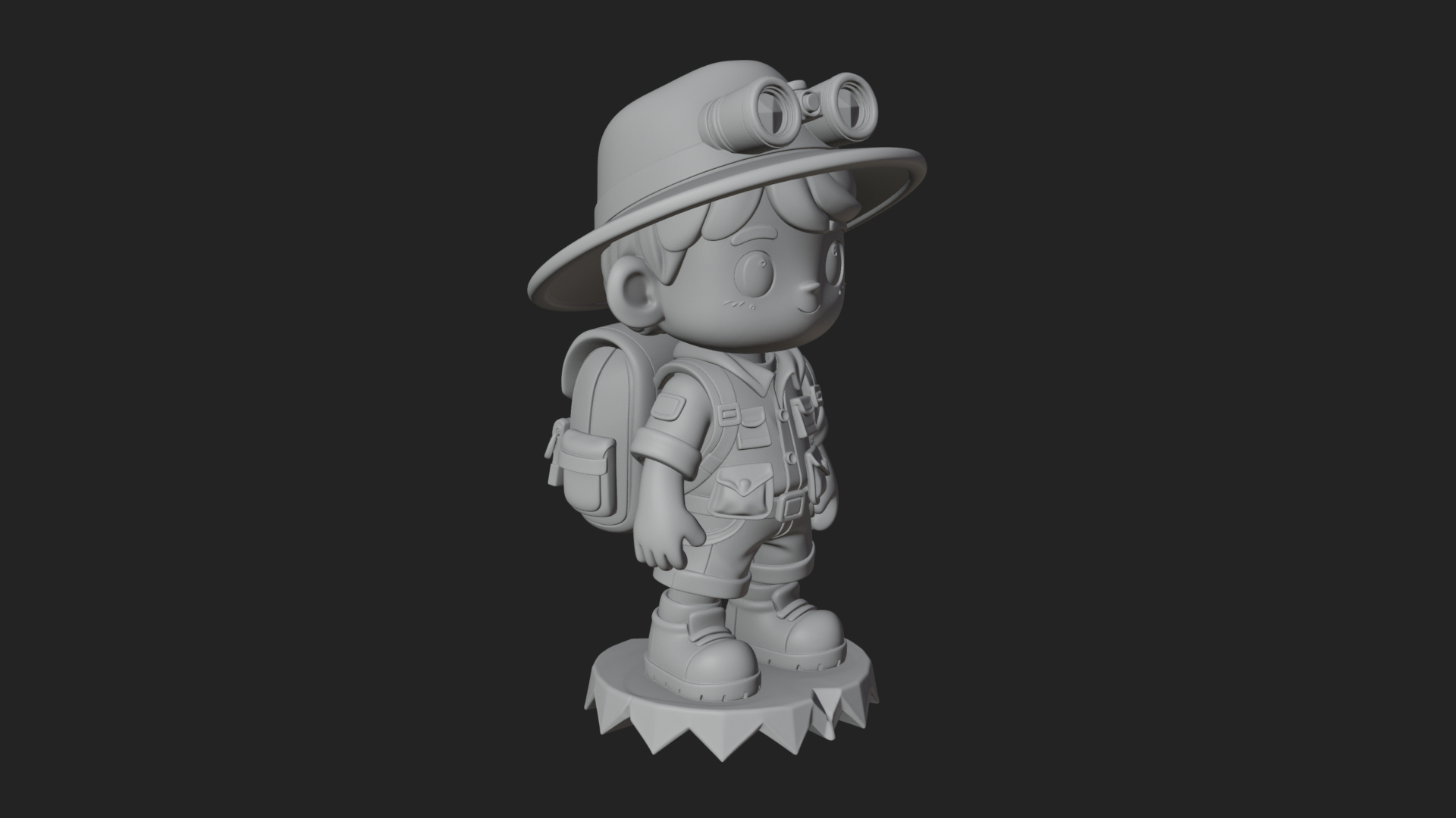 Chibi Safari Explorer Statue Design 4 3D Print Model 3D Model