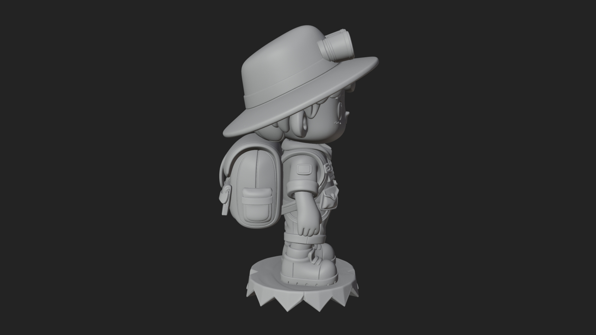 Chibi Safari Explorer Statue Design 4 3D Print Model 3D Model