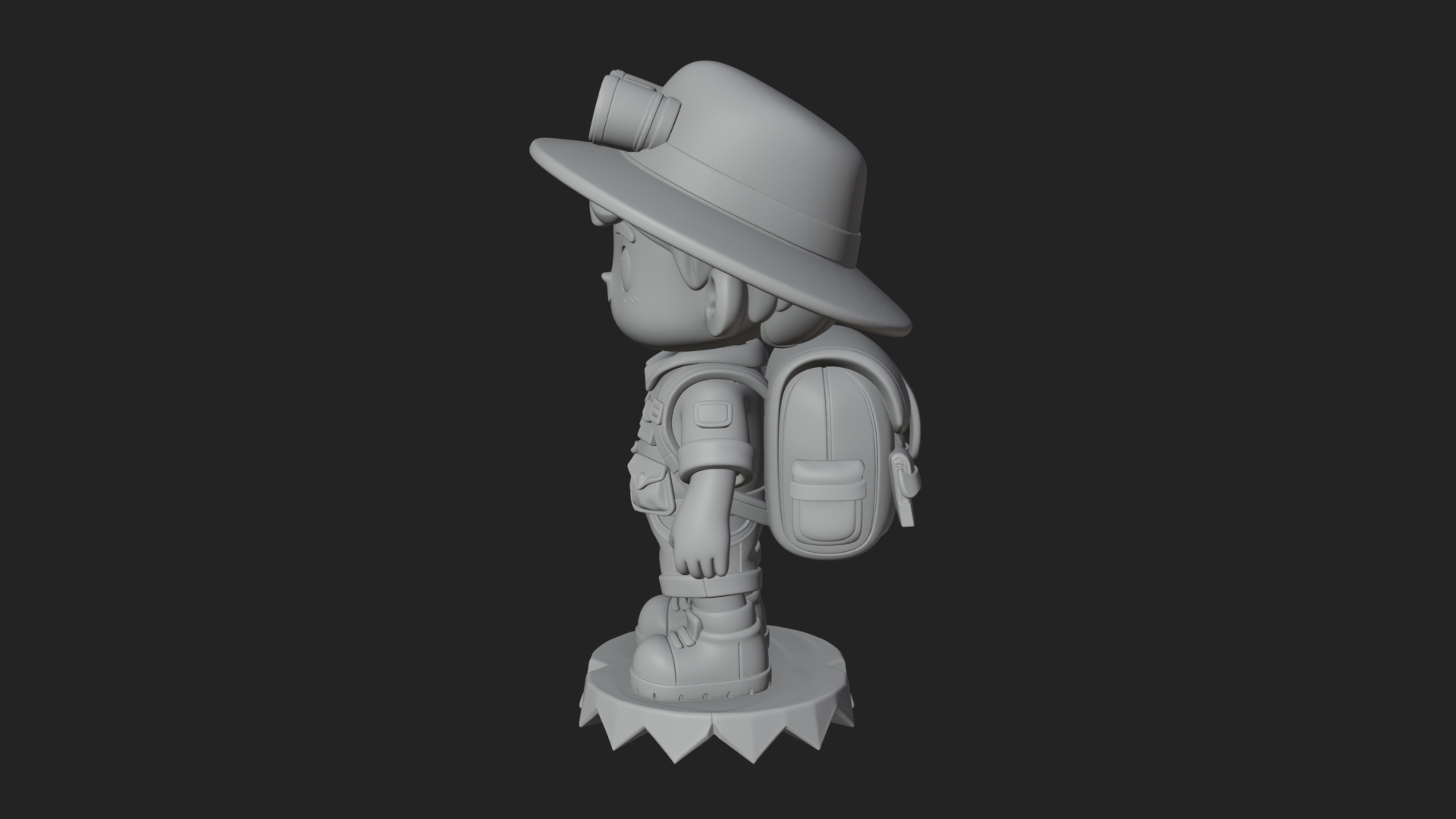 Chibi Safari Explorer Statue Design 4 3D Print Model 3D Model