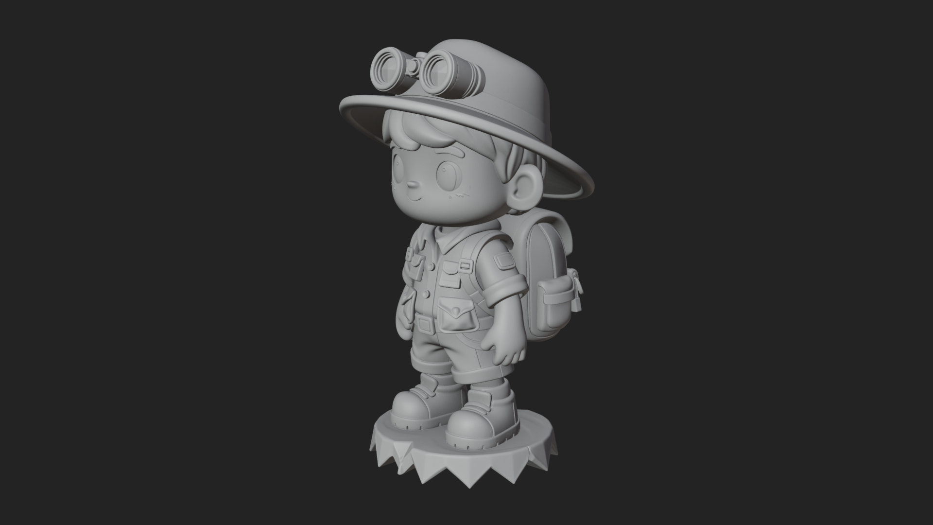 Chibi Safari Explorer Statue Design 4 3D Print Model 3D Model