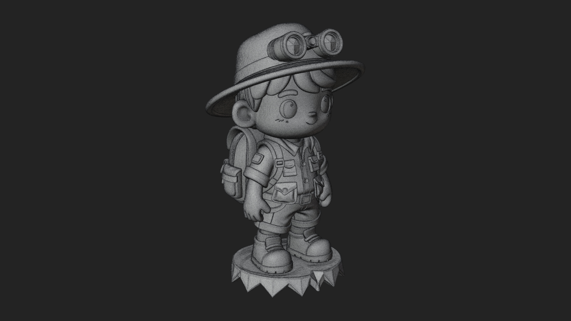 Chibi Safari Explorer Statue Design 4 3D Print Model 3D Model