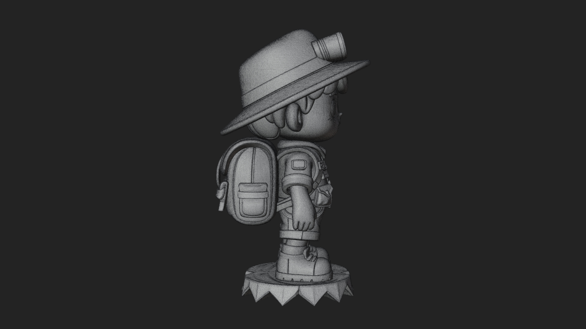 Chibi Safari Explorer Statue Design 4 3D Print Model 3D Model